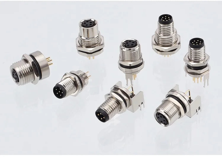 CAZN M8 Welding Panel Connector Male Female Back Mount Socket SMD 3 4 5 6 8 Core Angle Pin Male and Female Socket