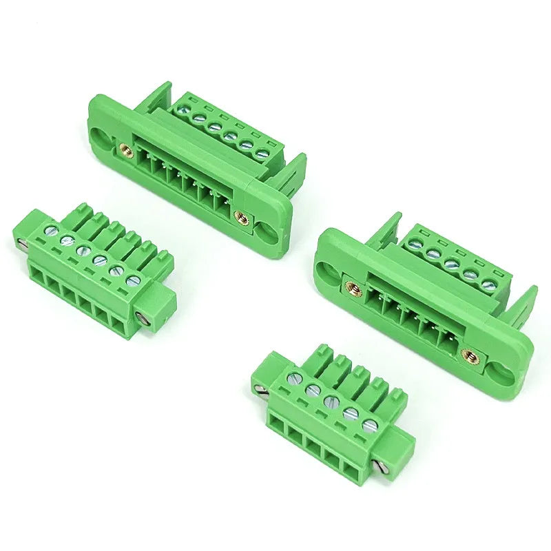 5sets 3.81mm Terminal Block Through-wall Welding-free Plug-in Type 2P/3P/4P/5P/6P/8P/10P/12P/16P 3.81mm with Flange Fixed Panel