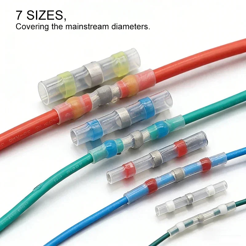 10 - 500pcs Solder Seal Wire Connectors 3:1 Heat Shrink Butt Crimp Terminals Waterproof Electrical Cable Splice Connector