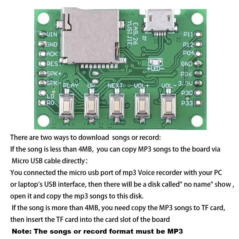 Sound Recording Module MP3 Music Voice Playback Kit with PIR Infrared Sensor Support USB Download TF Card for DIY Shop Welcomer