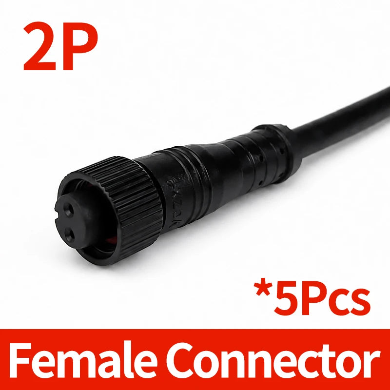 5PCS M12 IP65 Waterproof Aviation Connector 2 3 4 5 6 8 Pin Metal Panel Mount Male Plug Socket Pigtail Cable for Industrial Use