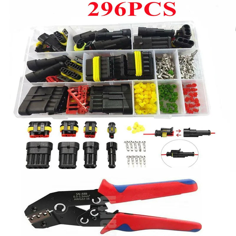 708/408/352/240/296/15pcs HID Waterproof Connectors Car Marine Seal Automotive Electrical Wire Connector Plug Truck Harness
