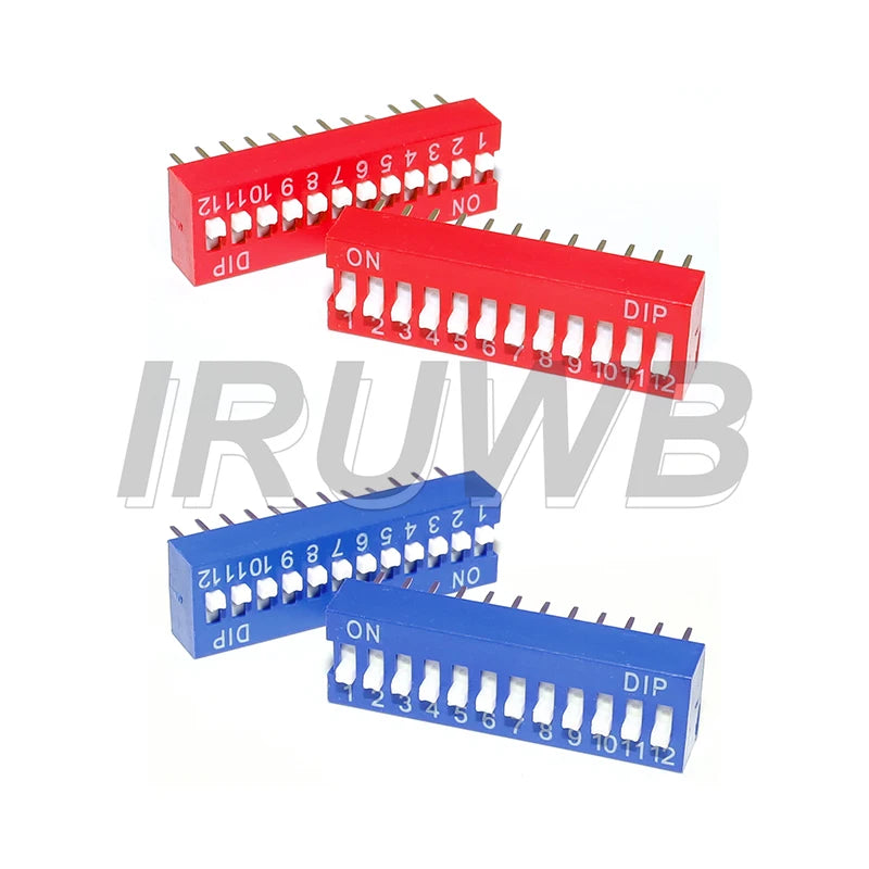 10PCS 1 ~ 12 Bit 2.54mm Position Way DIP Slide Type Switch Module Blue/Red Pitch Toggle Switch For PCB 8PIN 6PIN
