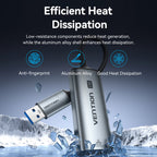 Vention USB A C 2.5G Ethernet Adapter USB 3.0 2500/1000 Mbps Network Card for MacBook iPad USB Lan RJ45 for PC Windows Laptop