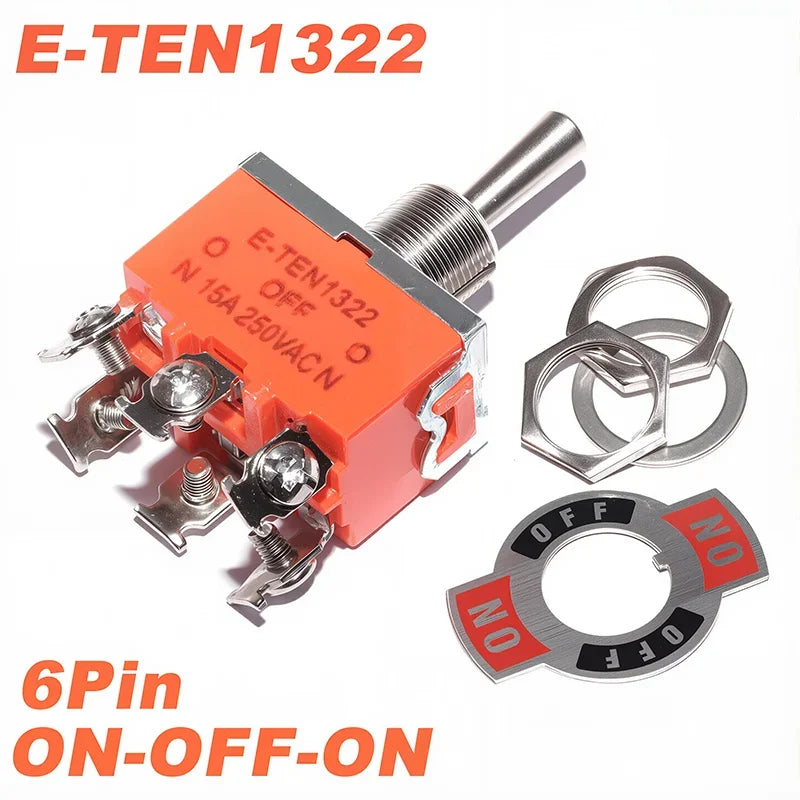 5Pcs Miniature Toggle Switch SPST SPDT DPDT 250V/15A 2 3 Position Power Switch E-TEN-1021/1121/1122/1221/1321/1322
