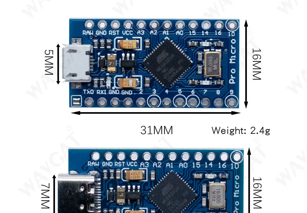 Micro ATmega32U4 5V 16MHz Original Chip Replace ATmega328 For Arduino Pro Mini With 2 Row Pin Header
