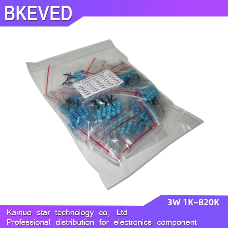 30values Each 5/10PCS 1~750 1K~820K Ohm 150PCS 300PCS 1/2W 1W 2W 3W Resistance 1% Metal Film Resistor Assortment Kit Set