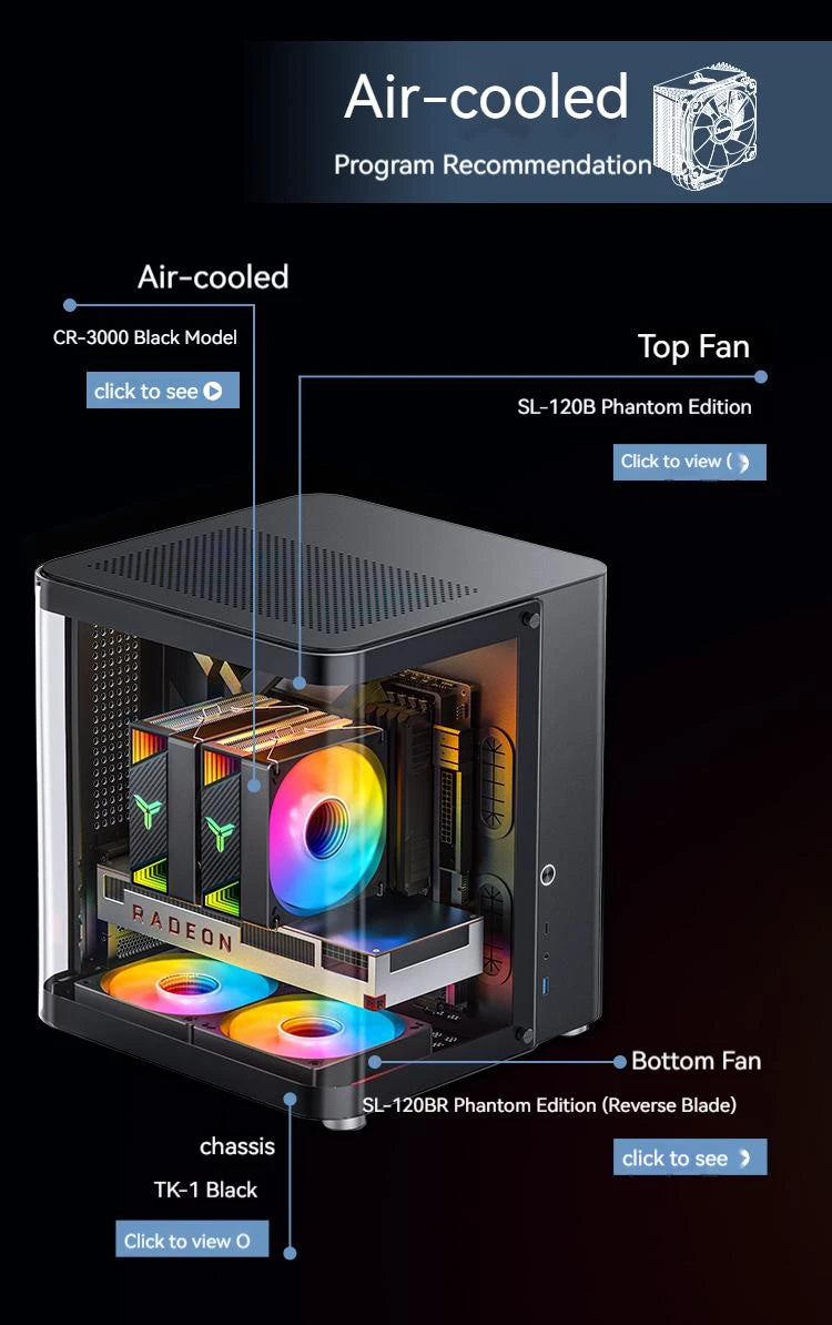 JONSBO SL-120 ARGB Fan 120mm Cooler for PC Case Fan 5V 3PIN/4PIN PWM CPU Cooler PC Fan RGB Front Reverse Case Fan