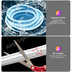 10m 30m 100m 220V LED Neon RGB Strip Light with 1500W EU Power Plug Dimmable Led Ribbon Waterproof For Outdoor Garden Lighting