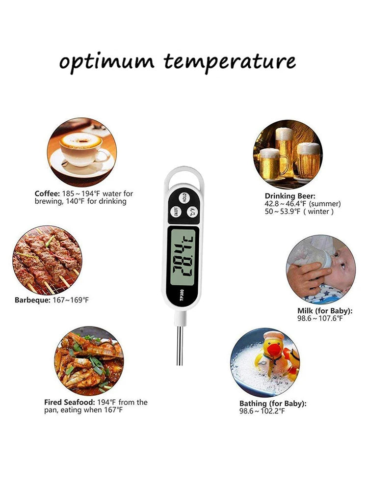 Stainless steel probe cooking food, barbecue stove, water, milk, oil, liquid meat, digital kitchen thermometer kitchen tools