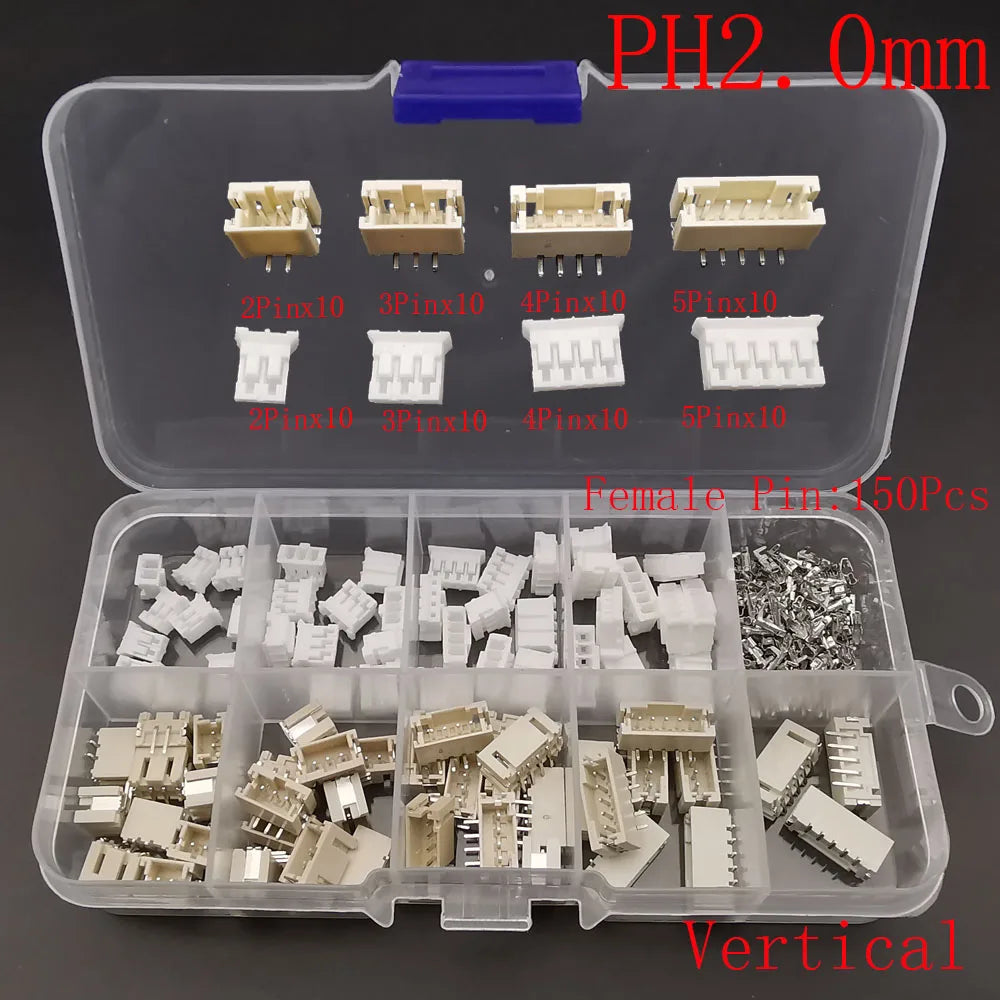 1Box JST XH 2.54/PH 2.0/SH 1.0/JST 1.25 Male Plug Female Socket Housing Terminal Pin Header Connector Horizontal/Vertical