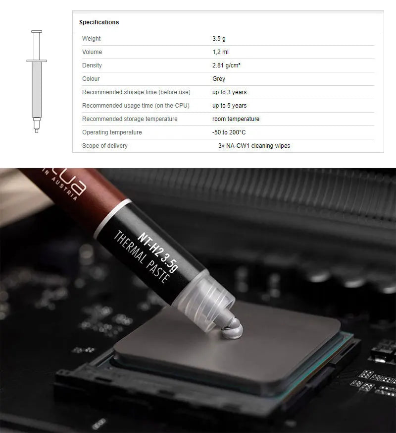 Noctua NT-H2 NT-H1 3.5g 10g Thermal Conductive grease paste For Notebook Graphics CPU Thermal Conductive Grease Chassis Radiator