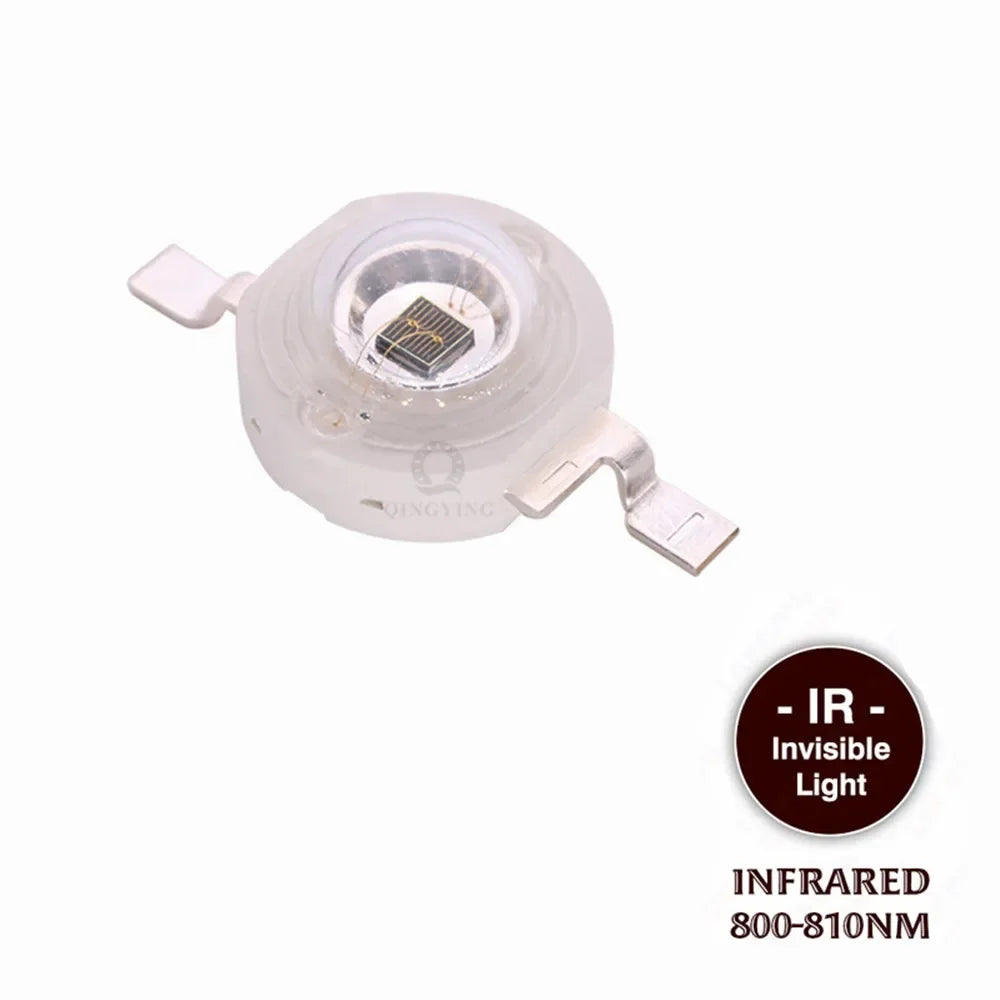 10pcs 3W Infrared 680nm 740nm 760nm 800nm 850nm 880nm 900nm 940nm 980nm 1000nm IR LED Chip For CCTV Camera Night Vision Lighting