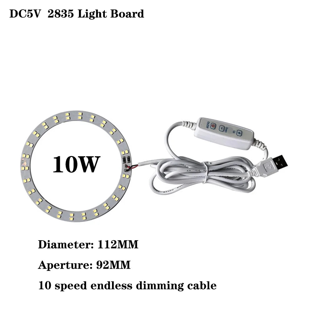 1pcs DC5V Dimmable SMD5730/2835 Led Ring White Color Lamp Bead 10W 12W LED Light Board White Warm Light with 2M cable