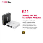 FiiO K11 DAC and Headphone Amplifier for Home Audio/PC, 6.35mm and Balanced 4.4mm, RCA, Coaxial, Optical, 1400mW, DSD256