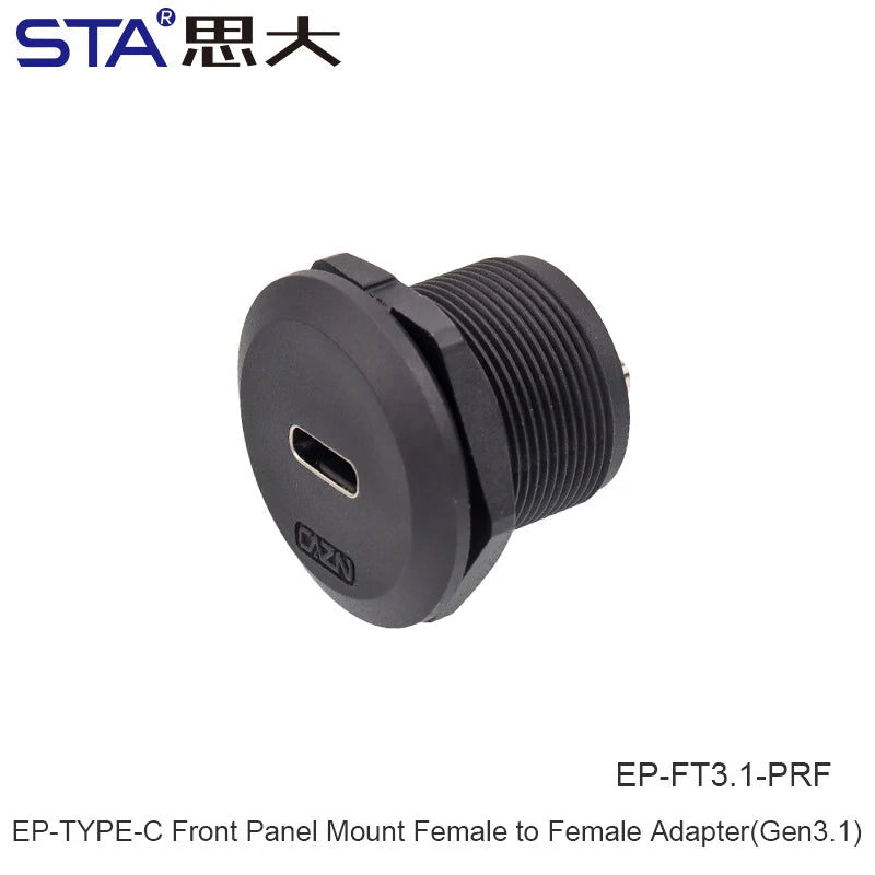 EP-TYPE-C Panel Female Socket 30cm Length with Front Installation Male Straight Plug with Thread USB3.0 Circular Connector USB-A