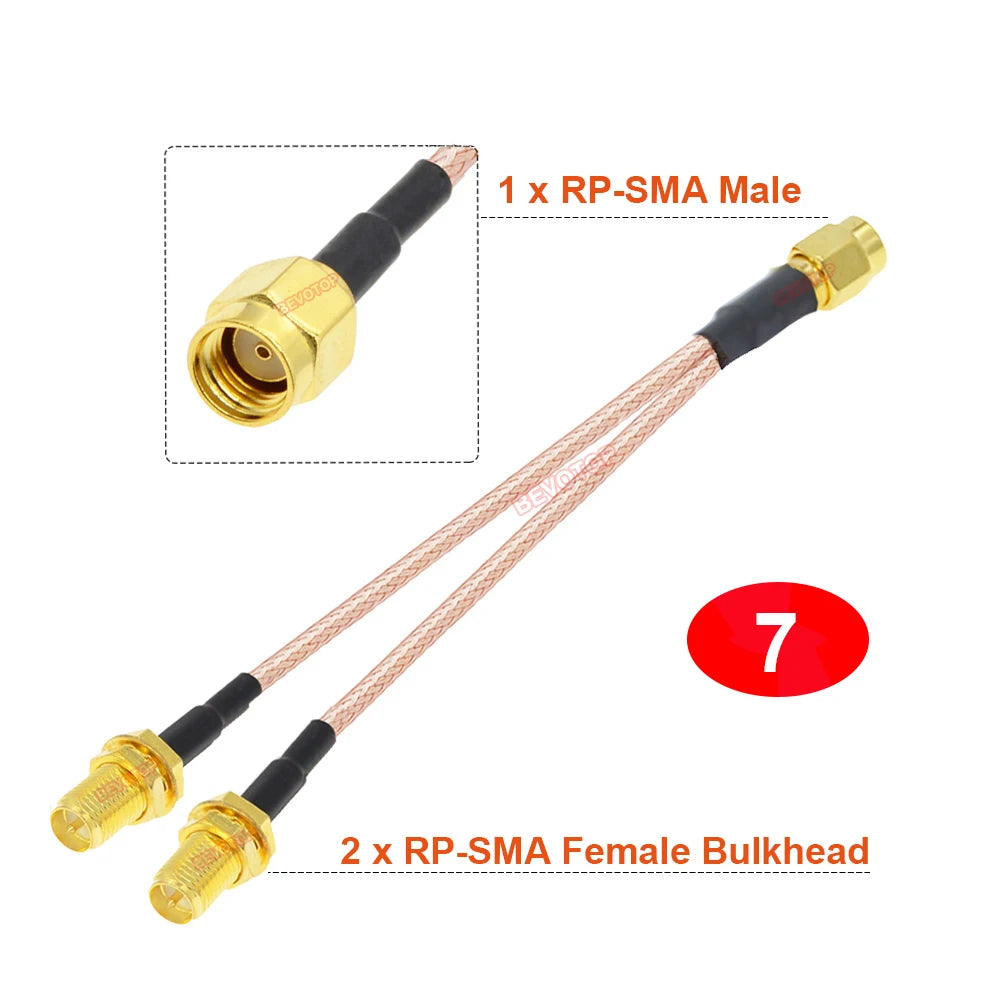 SMA Splitter RG316 2 Way Cable RP SMA Male Female to Dual SMA Male Female 2 X SMA Antenna Adapter Y Type Pigtail RF Coax Cable