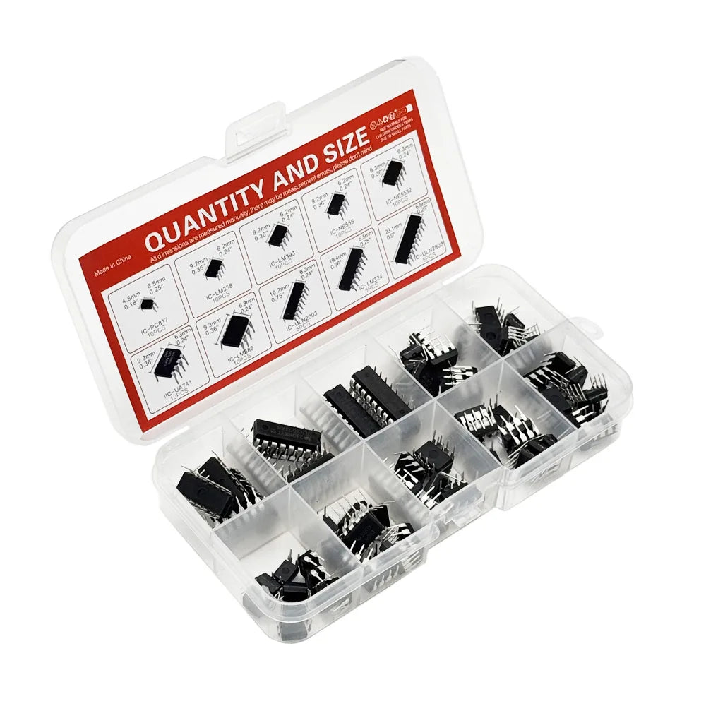 85PCS IC Chip Kit DIP Integrated Circuit NE555 LM324 LM358 ULNN2803 Single Precision Timer DIY Electronic Components Tentacle