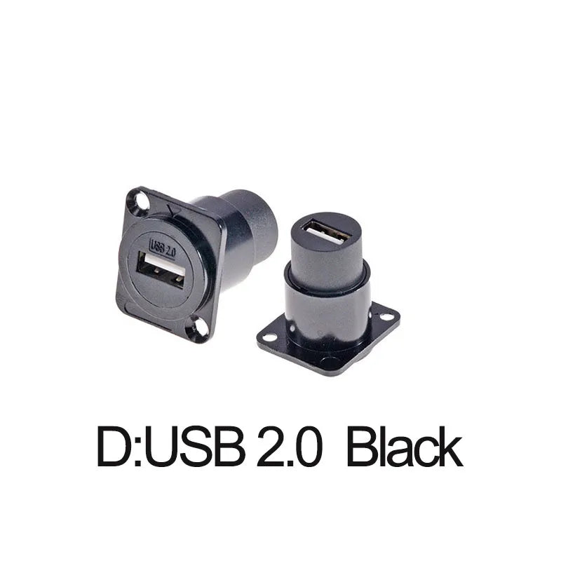 1PC Metal D Type Module RJ45 CAT6&USB 2.0/3.0&Type C&HDMI-Jack Socket Through Network Panel Mounting Electronic Connector