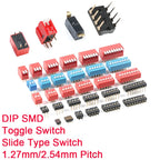 5Pcs Slide Type Switch Module 1 2 3 4 5 7 8 10PIN /1.27/2.54mm Position Way SMD/DIP Pitch Toggle Switch Snap Switch Dial Switch