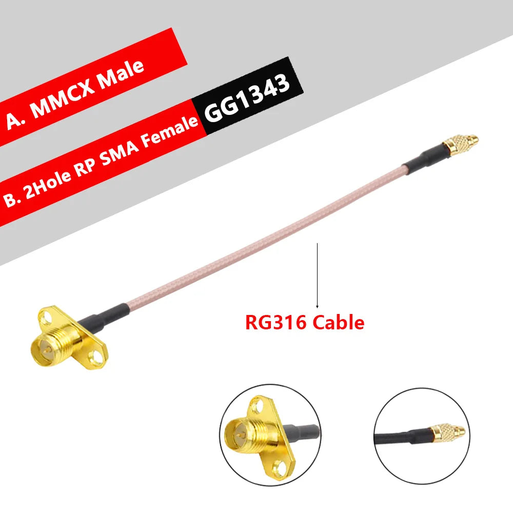 10PCS MMCX Male to SMA Female 2Hole Flange Panel Mount RG316 Cable Pigtail FPV Antenna Extension Cord for TBS Unify Panda RC VTX