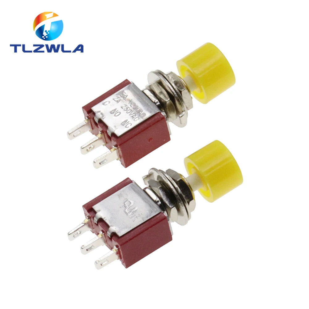 5PCS 3Pin C-NO-NC 6MM Mini Momentary Automatic return Push Button Switch ON-(ON) 2A 250VAC/5A 120VAC