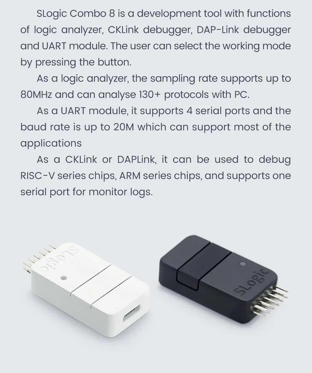 Sipeed SLogic Combo 8 Slogic Analyzer CKlink DAplink Debugger UART Module Powerful 4-in-1 Debugger DAPLink CKLink Debugger Tool