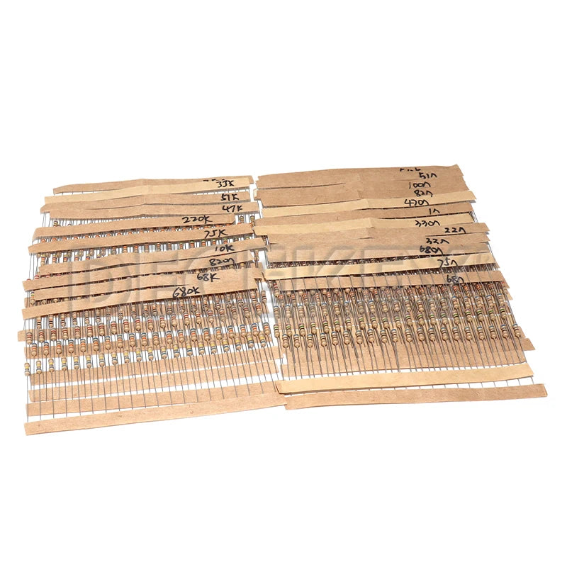 860pcs 1/4W Carbon Film Resistor Kit 5% Resistance Assorted Set 43valuesX20pcs 1R - 1M Ohm 0.25W Sample Pack