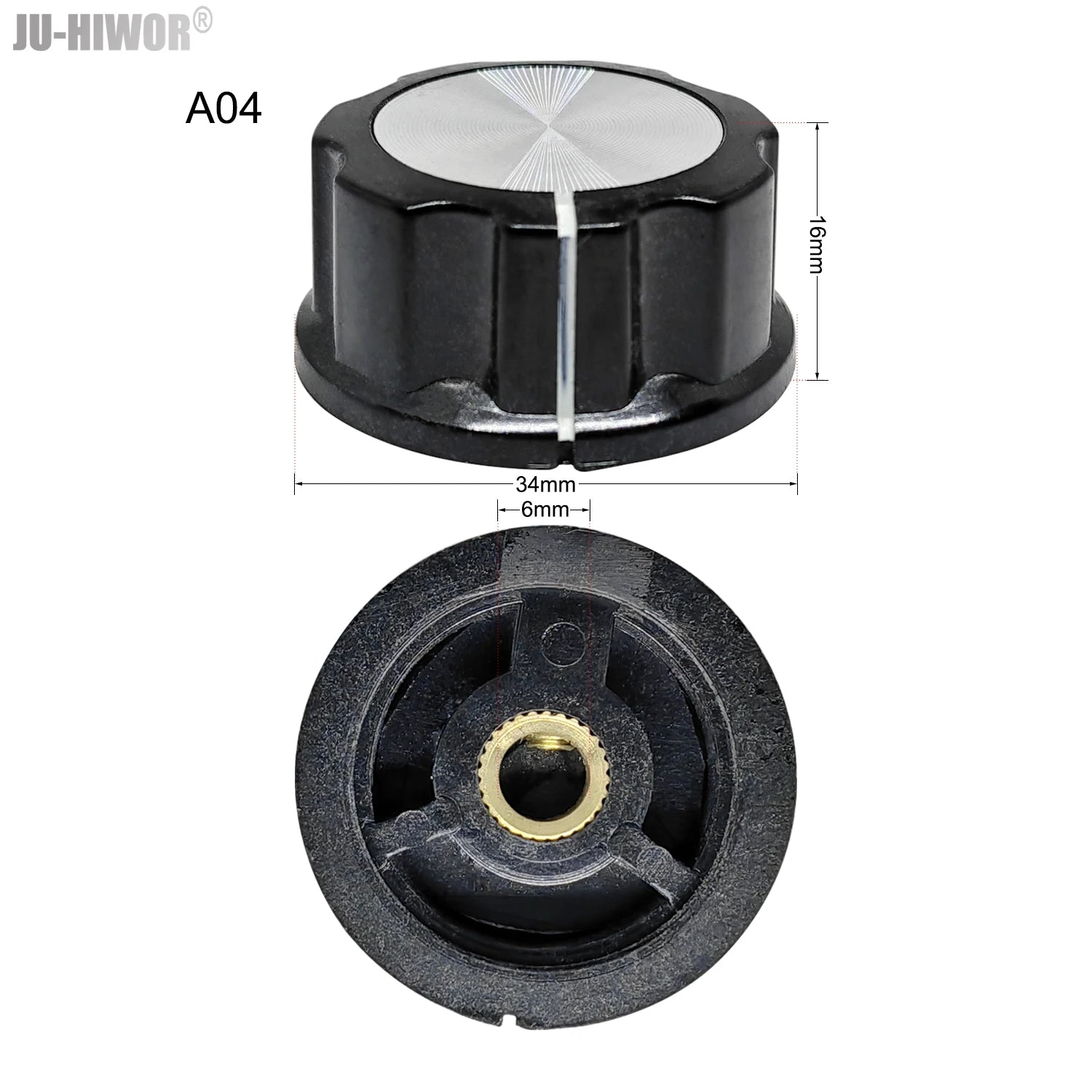 2pcs A01 A02 A03 A04 A05 Silver Tone Top Potentiometer Volume Control Rotary for 6.35mm Shaft Guitar Volume Knob