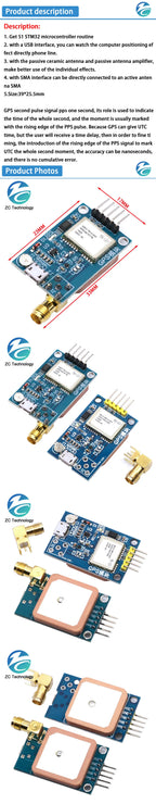 NEO-6M Micro USB GPS Module, NEO-7M, Satellite Positioning, 51 Single Chip for Arduino STM32 Routes, Ceramic Antenna Module NEO