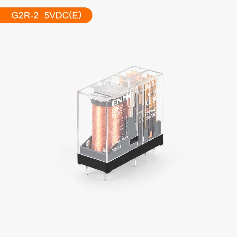 ENMG G2R-1-E / G2R-2 Miniature Low-Power Relay - 5V/12V/24VDC,Solder Terminals (5-Pin/8-Pin) Shock-Resistant Nickel-Plated Alloy
