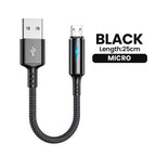 25cm Short USB Type C Cable 3A Data Micro USB Cable for iPhone Huawei Xiaomi Power Bank Fast Charging Data cable