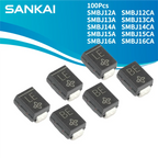 100Pcs Power Supply Kit TVS Device SMBJ12CA SMBJ12A SMBJ13CA SMBJ13A SMBJ14A SMBJ14CA SMBJ15A SMBJ15CA SMBJ16CA