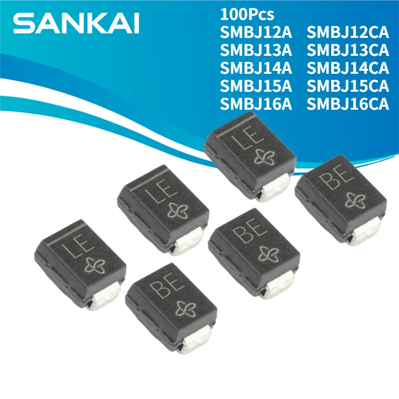 100Pcs Power Supply Kit TVS Device SMBJ12CA SMBJ12A SMBJ13CA SMBJ13A SMBJ14A SMBJ14CA SMBJ15A SMBJ15CA SMBJ16CA