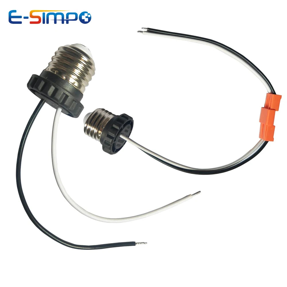 2pcs E26 Edison Screw ETL Approved LED Ceiling Recess Downlight Easy Install Lamp Base Socket With/Out 2p Orange Connector