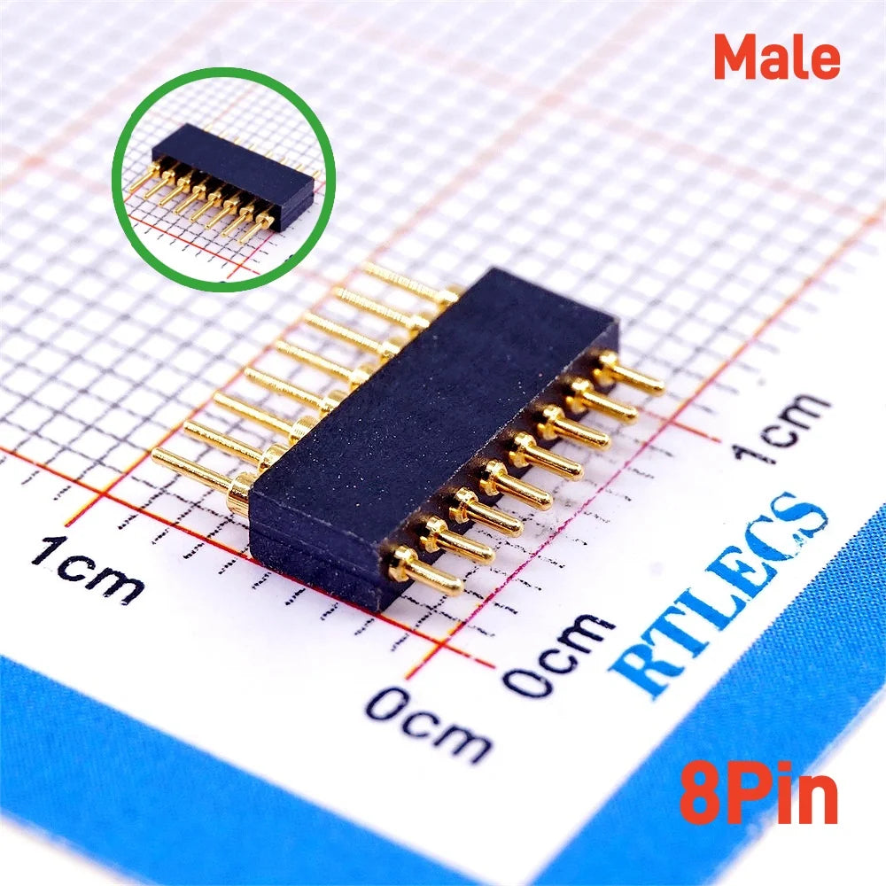 2 5 20 Pcs Spring Loaded 1.27 MM Pitch Pogo Pin Connector 2 5 6 8 10 Position Male Pad PCB Header Single Row Through Holes Probe
