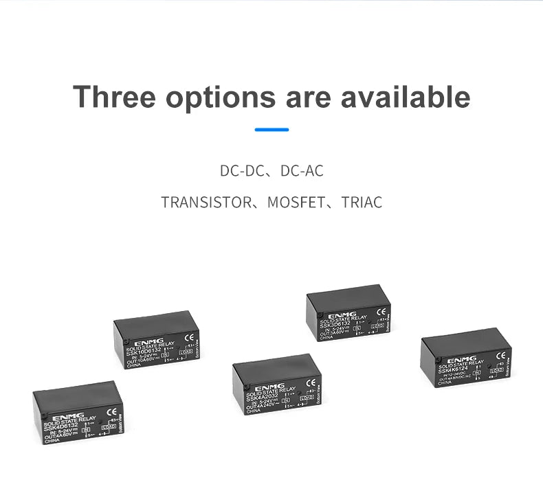 ENMG Small DIN-Rail Solid State Relay 24V 3A 4A 10A DC SSK10D6132 SSR DC to AC 220Vdc with base DC control 5V 24V AC 220V lights