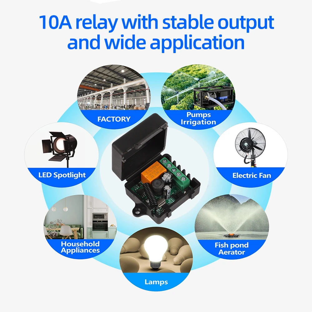 DC 12V 24V 36V 433 MHz Remote Control Wireless Switch 1 CH RF Relay Receiver and 1CH Transmitter for Door Electromagnetic Lock