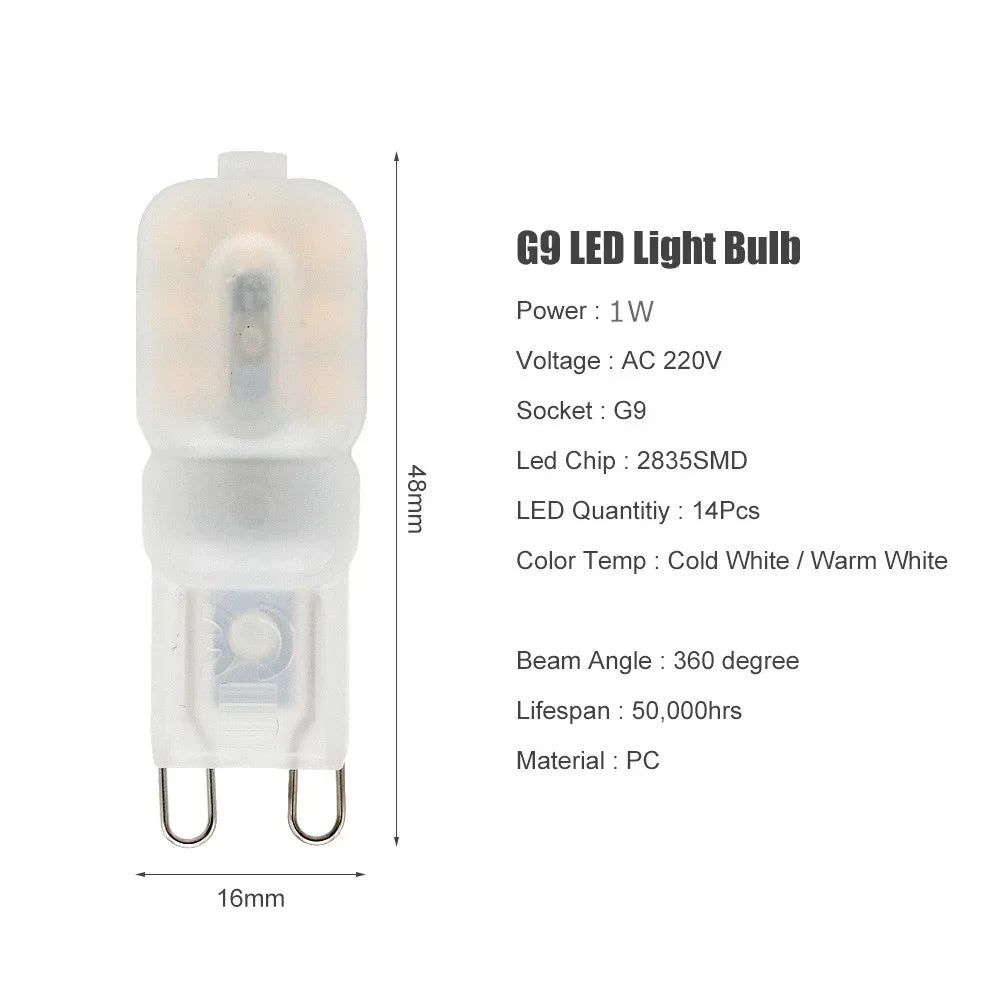 1pcs Mini G9 1W 2W LED Light Bulb AC 220V SMD 2835 LED Lamp For Chandelier Replace 20W 30W Halogen Lamp Home Indoor Lighting