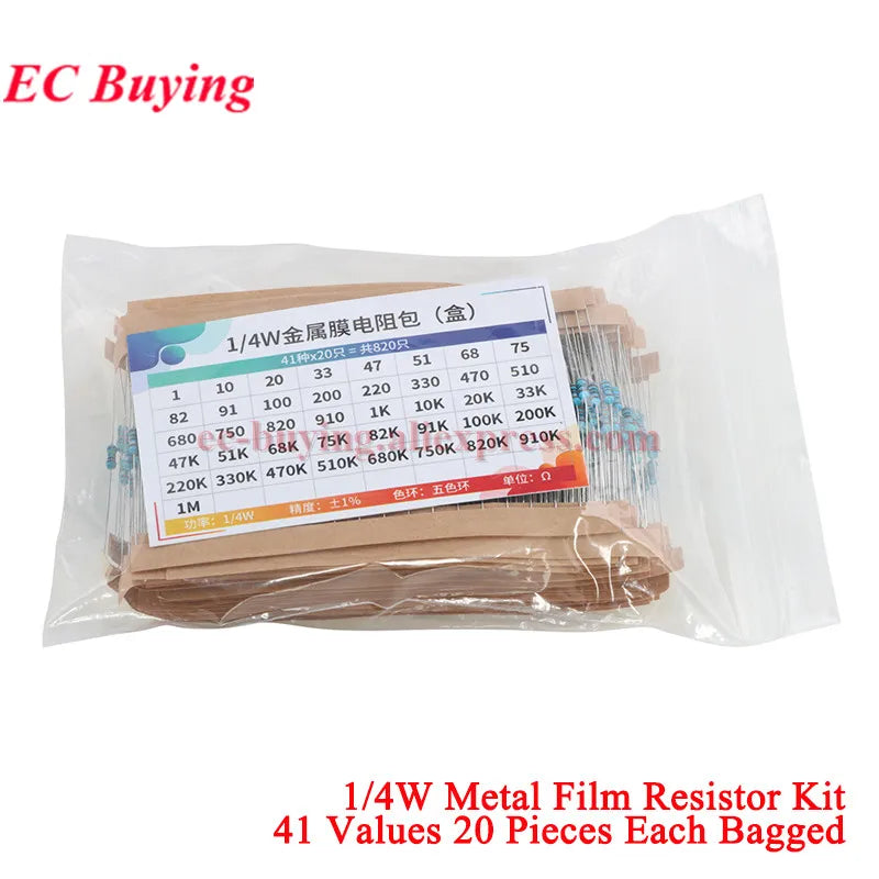 2600Pcs/150pcs 1/4W 1/2W 1W 2W 3W 5W Metal Film Resistor Assortment Kit 1% 0.25W 0.5W Resistance Set Electronic Components Kits