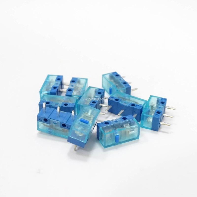 4Pcs New HUANO Blue Transparent  Mouse Micro Switch Button Pink Red Yellow Blue Green Dot Button Switch 3Pin 0.74N