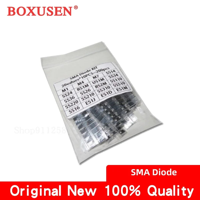 20Values 10PCS Each 200PCS SMD Diode Assortment Kit Schottky & Rectifier Diode SS Series ES1J ES1D M4 M7 US1M