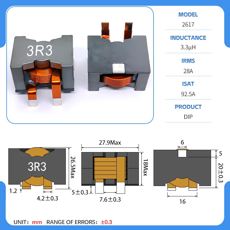 Flat Copper Wire PQ2615 PQ2616 PQ2617 PQ2618 PQ2620 Ferrite DC Filtering