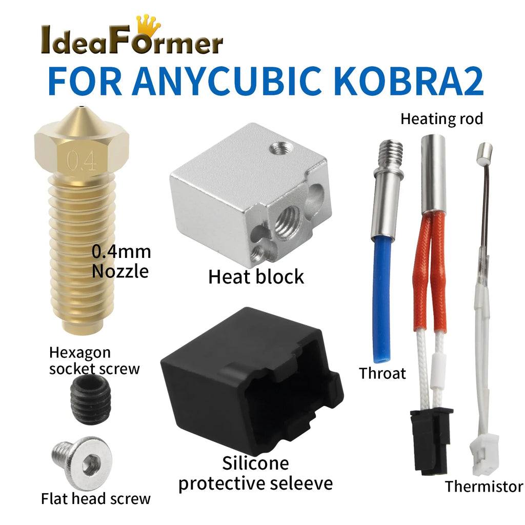 For Anycubic Kobra 2 Hotend Kit 24V 60W Heater Cartridge Thermistor 0.4mm Print Hot End For Kobra2/Kobra2 Plus/ Kobra2 Pro
