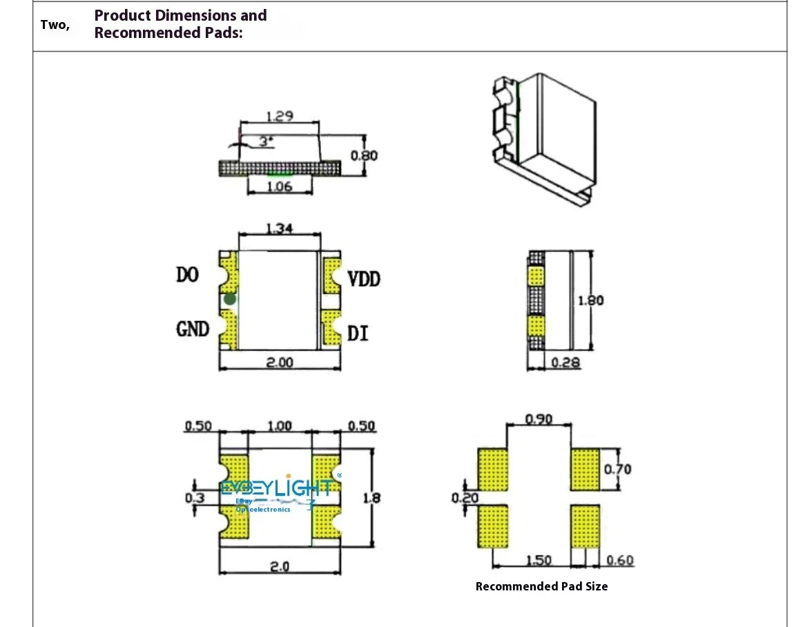 WS2812B 2020 RGB LED 5V Programmable Light Beads 0807 4-Pin Addressable Panel De LED Tape Packaging