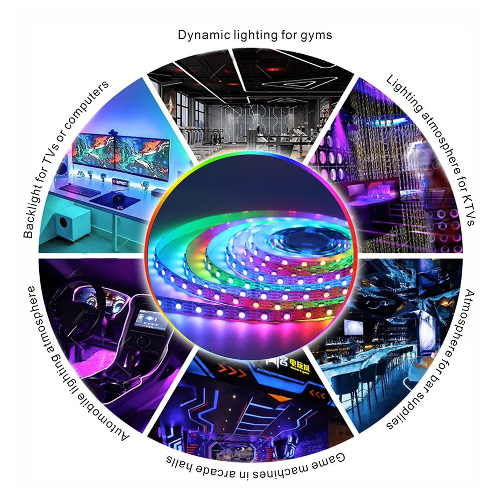 WS2815 DC12V LED Strip Light RGB Individually Addressable WS2812B WS2813 LED Lights Dual Signal 30 60 100 144 LEDs IP30 65 67
