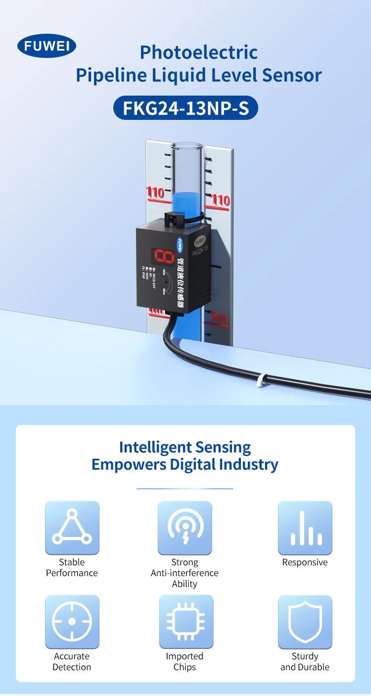 FKG24-13NP-S High Precision 13mm Liquid Level Control Digital Display Capacitive Pipe Liquid Level Sensor