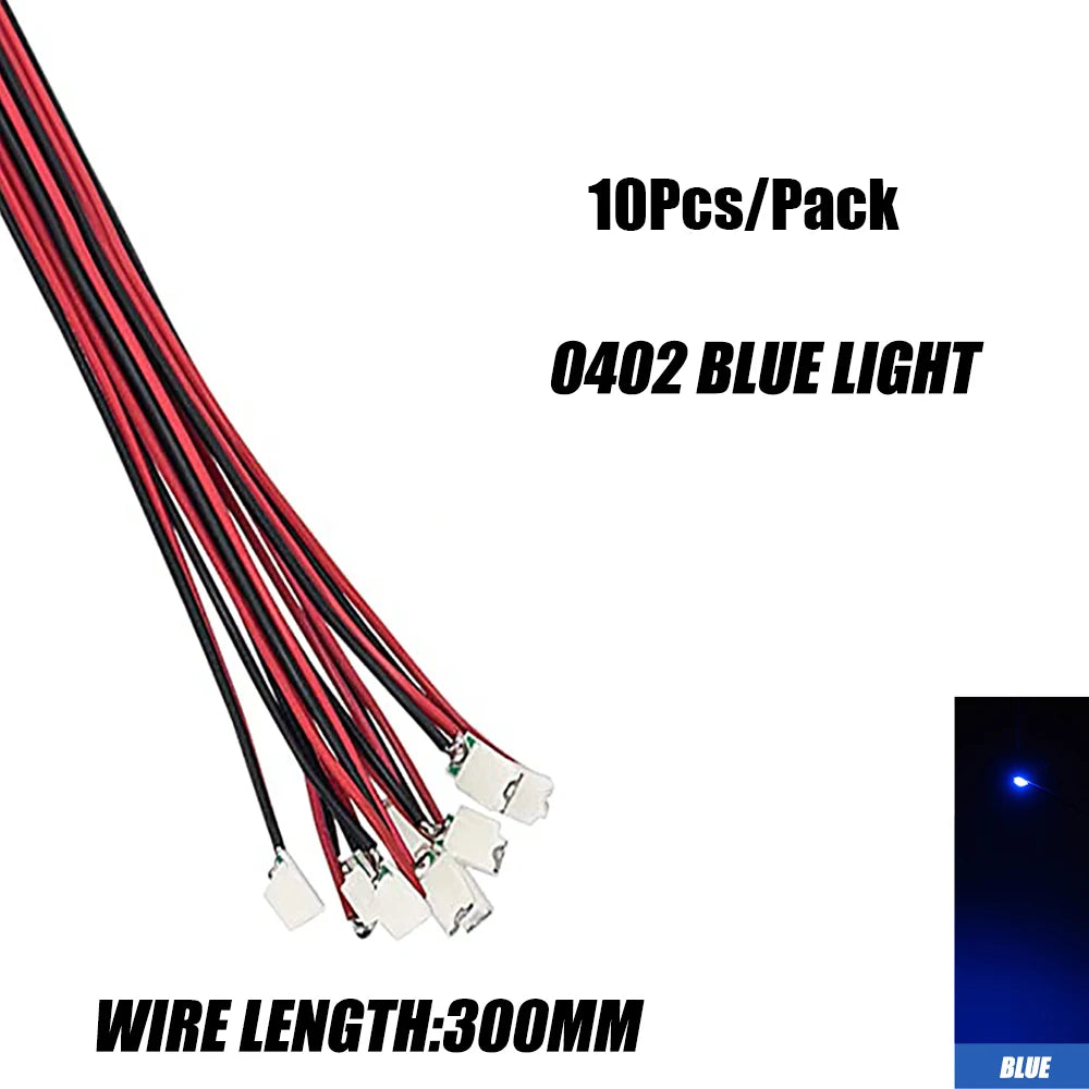 10Pcs 0402 0603 Led SMD Wire For Model Train HO N OO Scale Red Black Line Pre-soldered Micro Litz Diorama Railway 30cm 3V