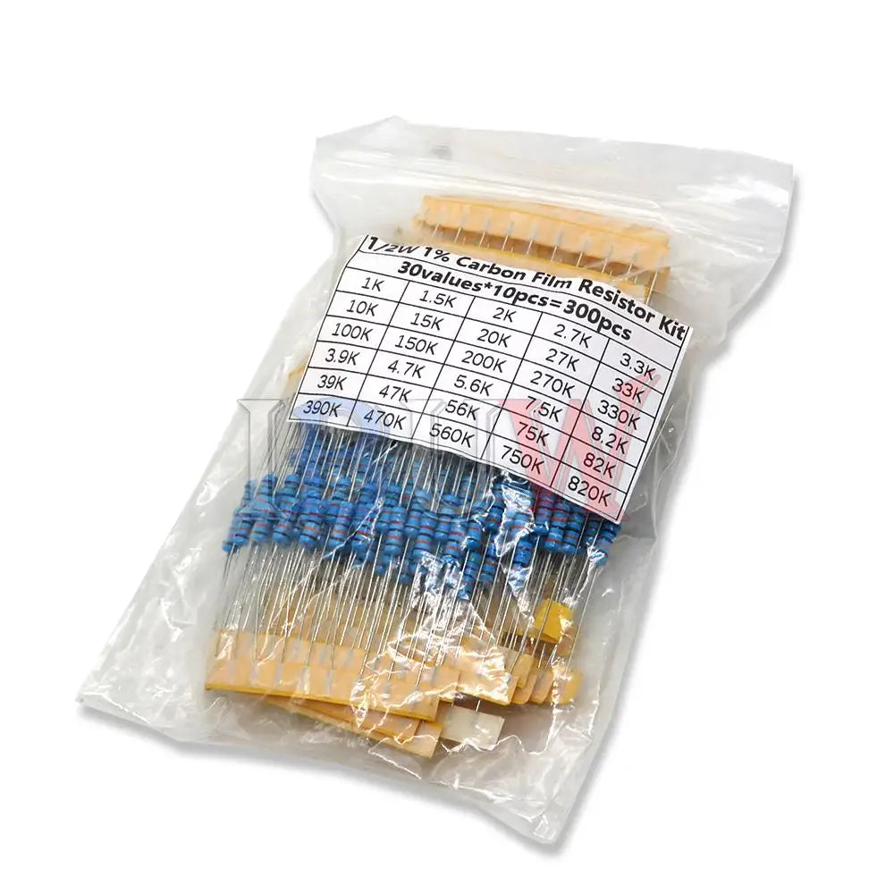 150PCS 300PCS 1/4W 1/2W 1W 2W 3W Resistance 1% Metal Film Resistor Assortment Kit Set 30Kinds Each 5/10PCS 1~750 1K~820K Ohm