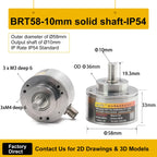 Briterencoder Single-turn Absolute Rotary Encoder SSI/RS485/Analog Output Waterproof, Power-Off Memory for Angle  & Speed